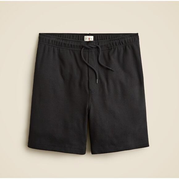 J.Crew Heritage Brushed Rib Knit Shorts Black Cotton Drawstring Mens XL NWT - Picture 1 of 10